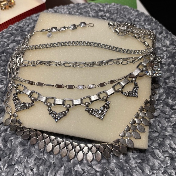 Stella & Dot Sutton Multilayered 5-way Silver Statement Necklace - Picture 3 of 12